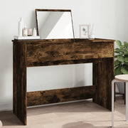 Modern Vanity Desk Smoked Oak Makeup Table Mirror Storage Wood Style