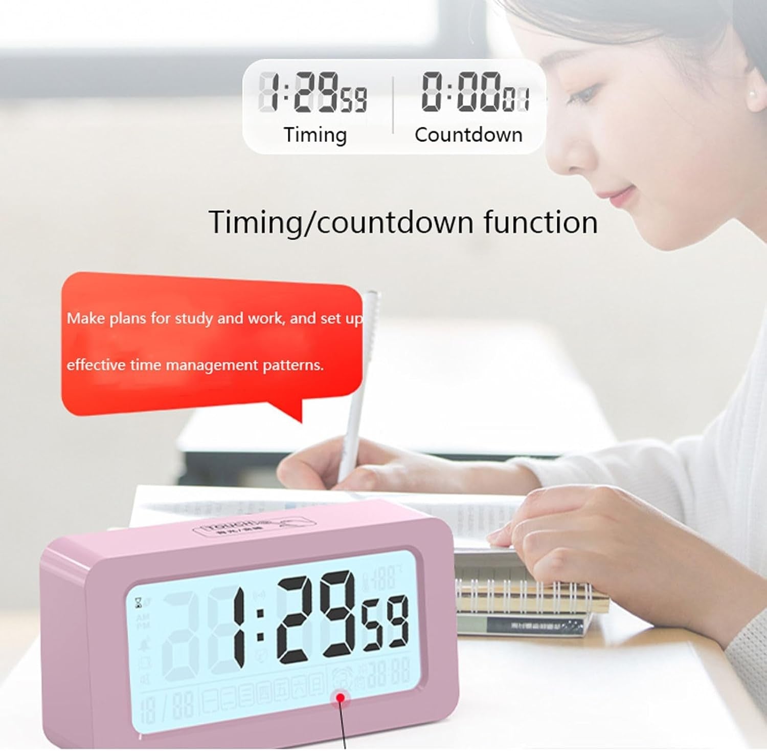 Digital Alarm Clock Mains or Battery Powered Large Display for Heavy Sleepers