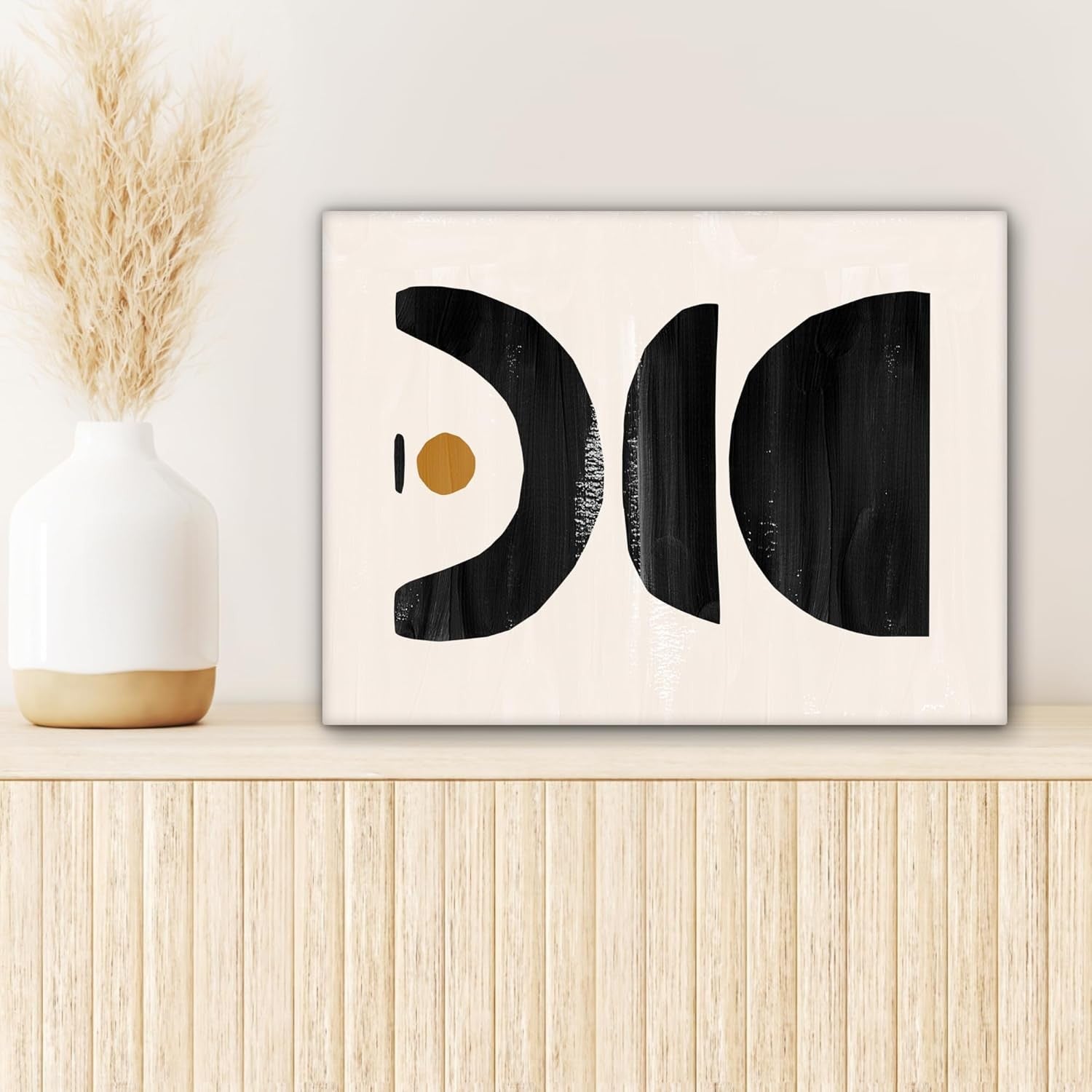 Black Beige Abstract Canvas Wall Art 40x30cm Modern Framed Print