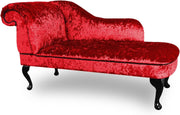 Luxury Red Velvet Chaise Lounge Left Hand – Handmade, Backless, UK Made