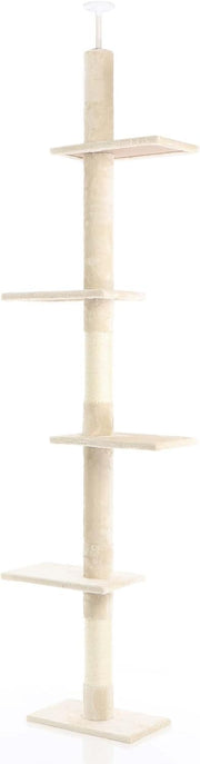 Floor to Ceiling Cat Tree Tower Adjustable 230–276cm 4 Level Sisal Scratching Po