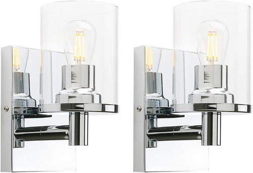 Dimmable Chrome Glass Wall Sconces Set of 2, Modern Vintage Indoor Lights