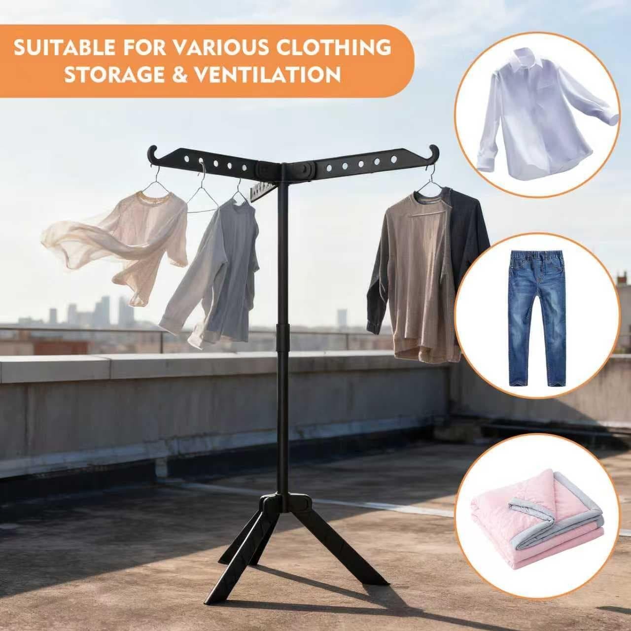 360° Rotating Clothes Airer Stand Folding Drying Rack Tripod 136.5cm