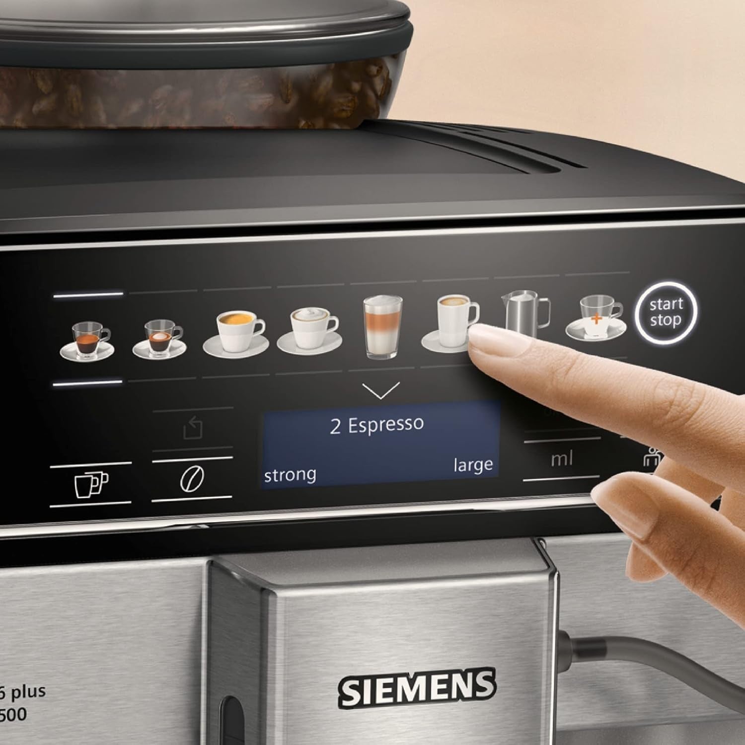 Fully Automatic Bean-to-Cup Coffee Machine, Milk Frother, 10 Drinks, 1.7L Tank