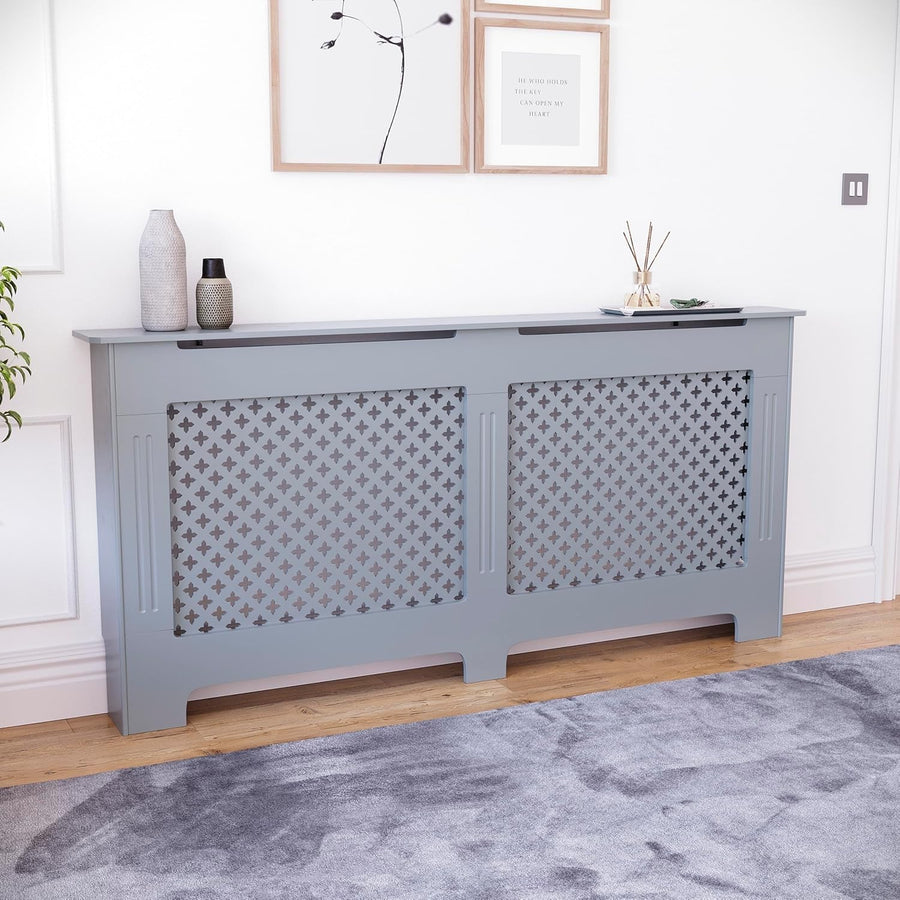 Extra Large Radiator Cover Grey MDF Painted Finish Heat Efficient Modern Design