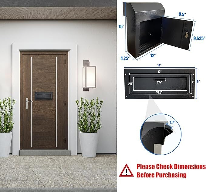 Secure Steel Mail Drop Box Locking Wall Safe | Anti-Theft Deposit Slot | Medium