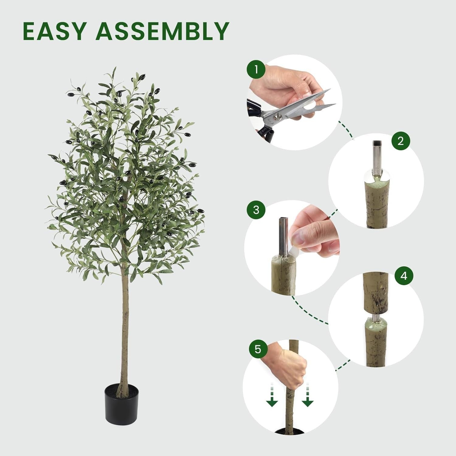 5ft Artificial Olive Tree Tall Faux Plant Indoor Decor Realistic Leaves & Trunk