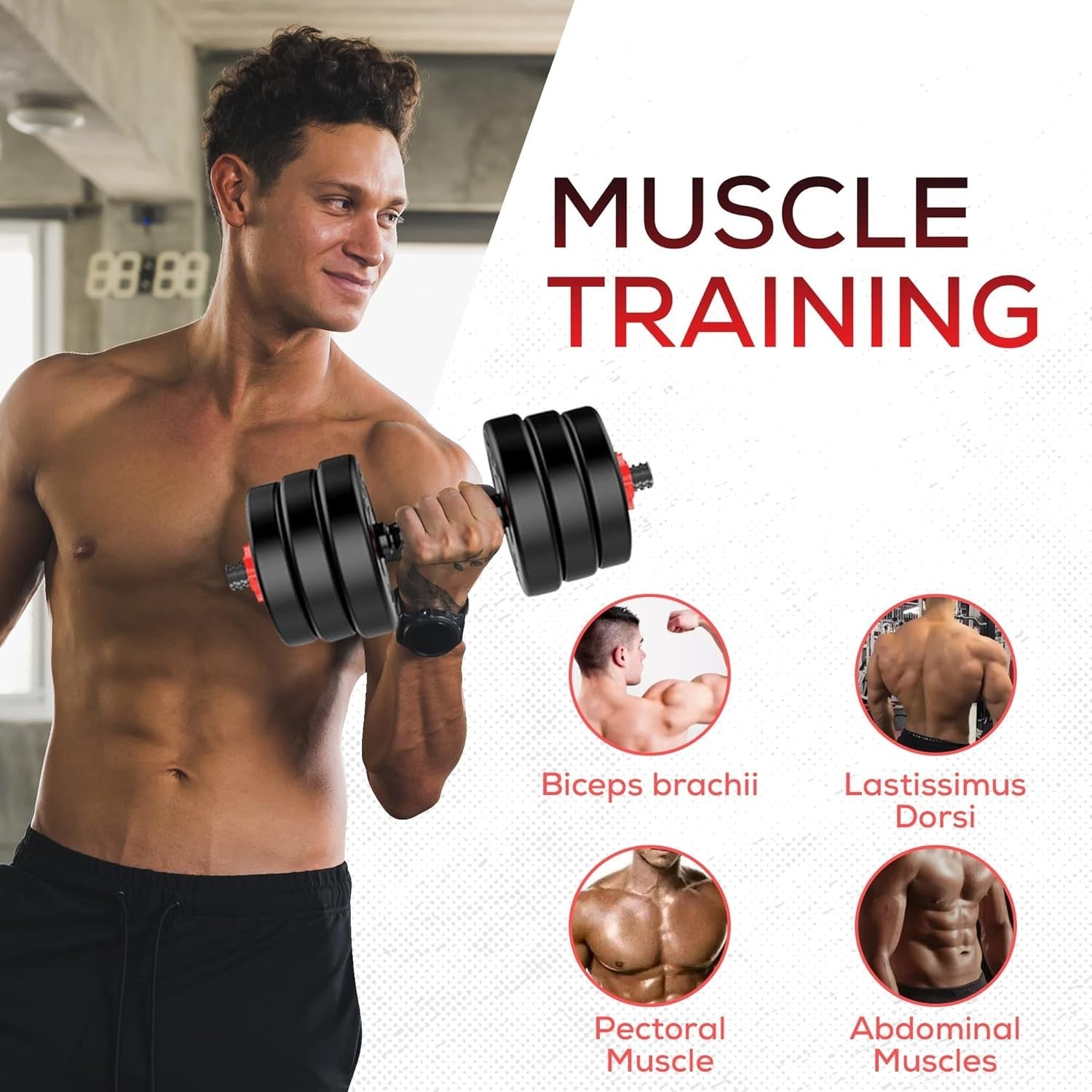 30kg Adjustable Dumbbells 6-in-1 Barbell Kettlebell Push Up Home Gym
