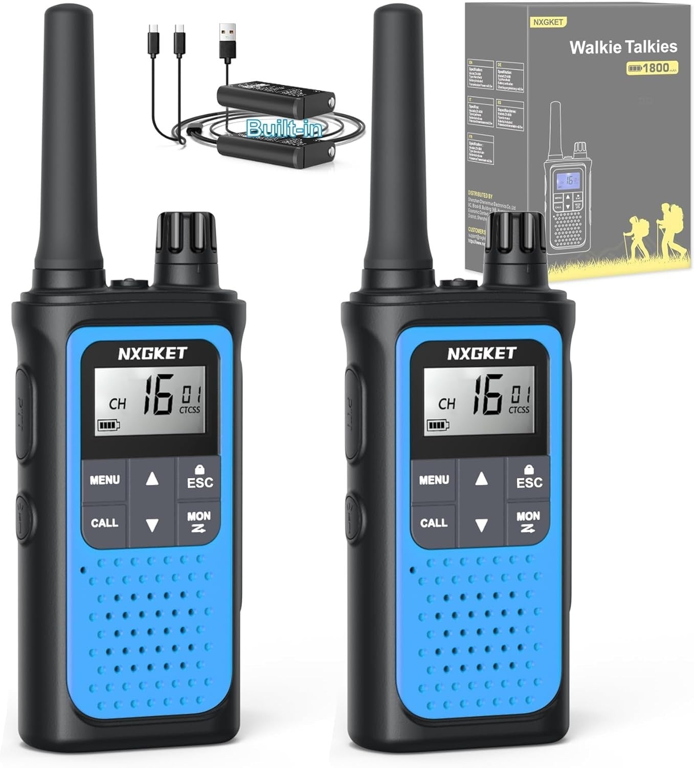 PMR446 Walkie Talkies 2 Pack Long Range USB-C VOX Rechargeable