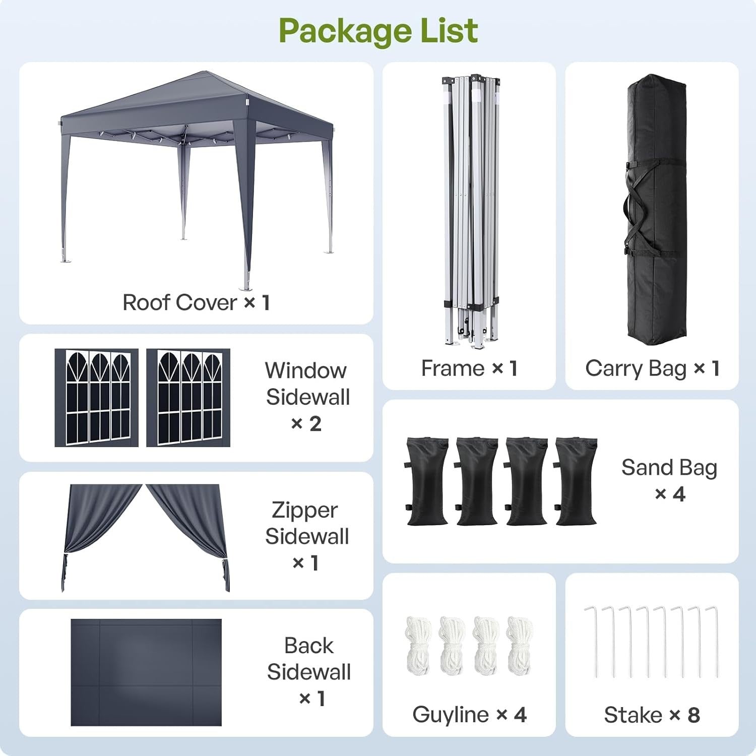 3x3m Dark Grey Pop-Up Gazebo with Sides Waterproof Steel Frame Party Tent