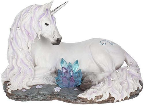Unicorn Figurine 19cm Resin Ornament Crystal Jewels White Fantasy Decor Gift