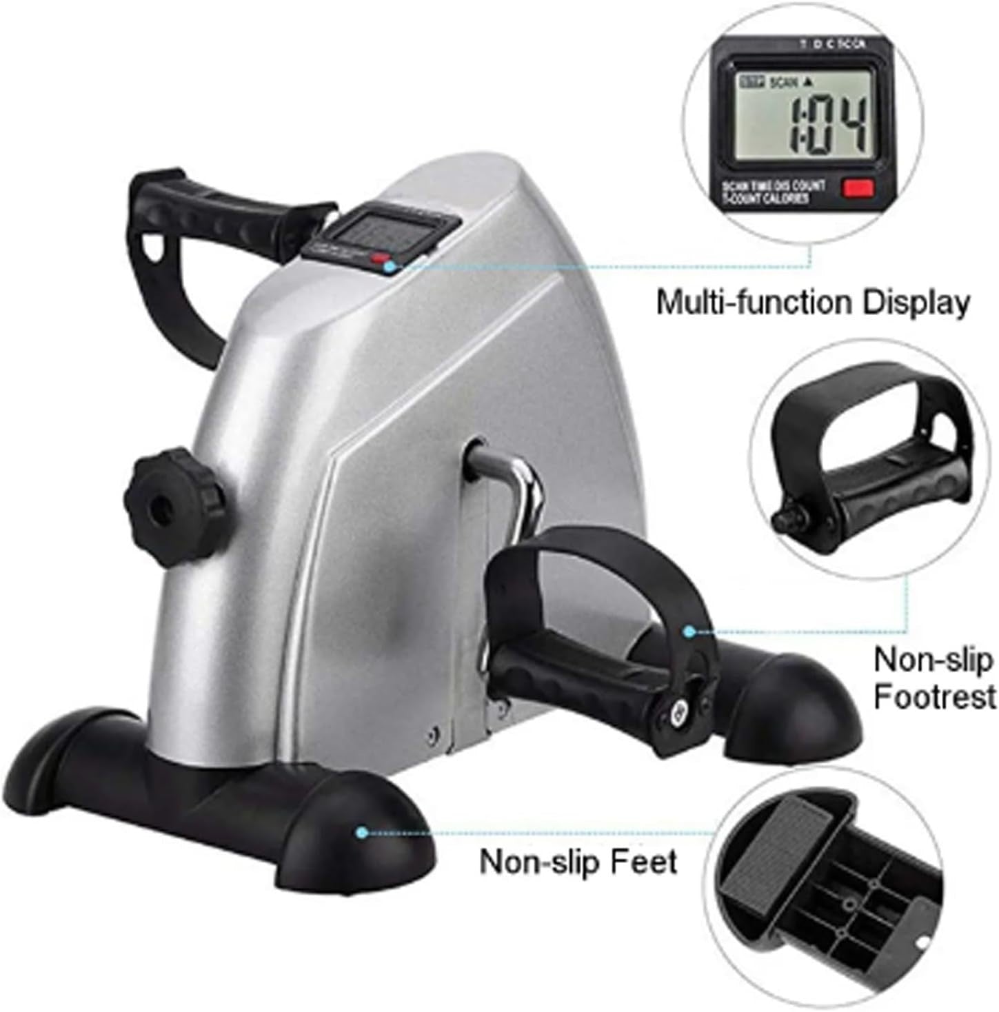 Mini Under Desk Pedal Exerciser LCD Adjustable Resistance Seated Bike