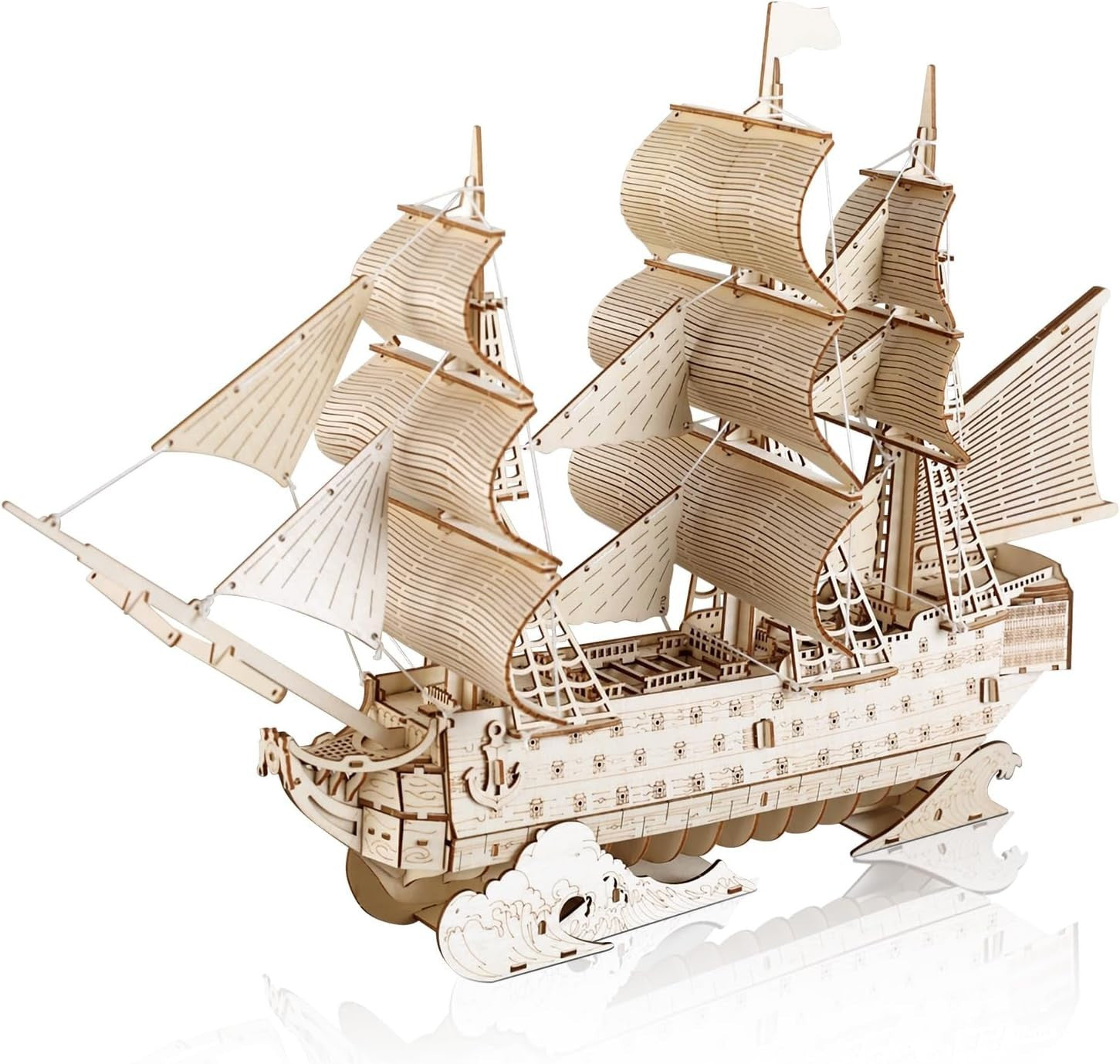 3D Wooden Sailing Ship Puzzle Model Kit for Adults – DIY Craft Decor