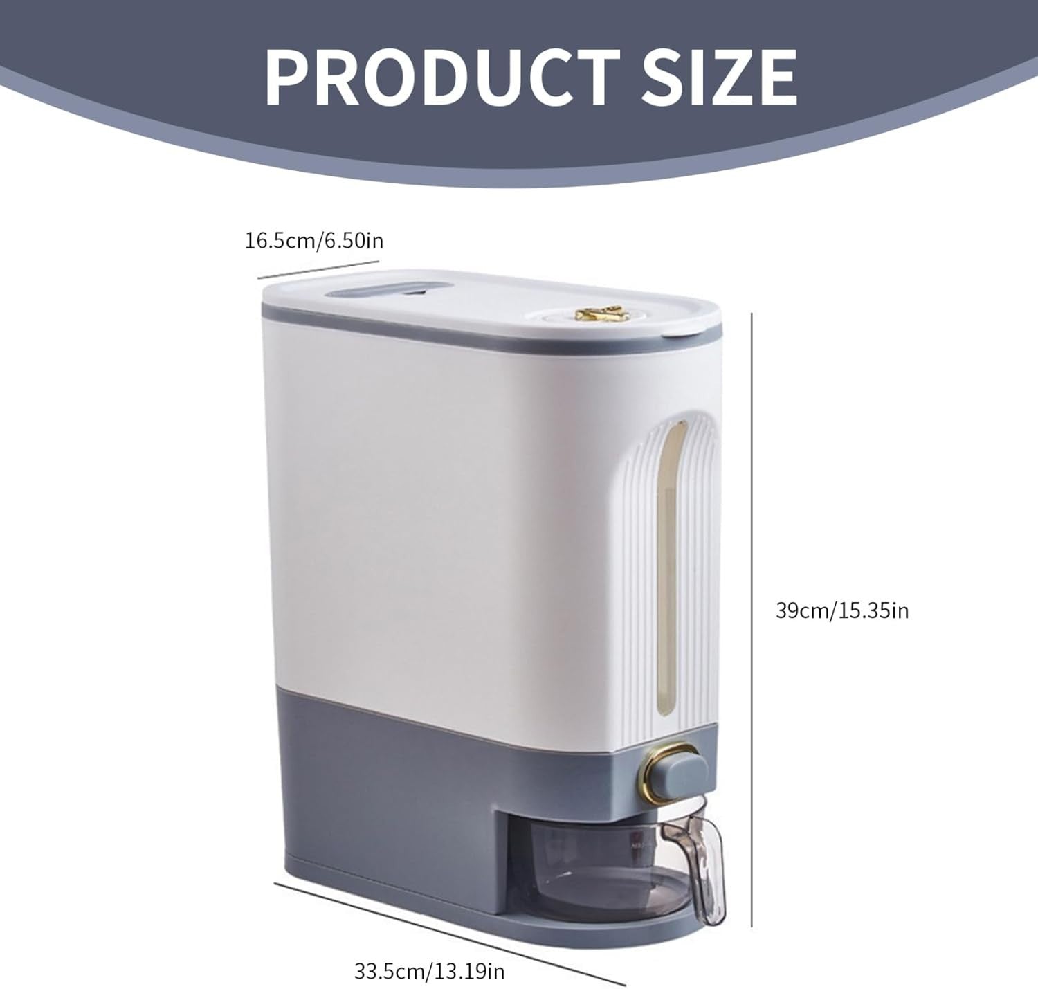 10KG Rice Dispenser with Time Scale Sealed Storage Container & Cup
