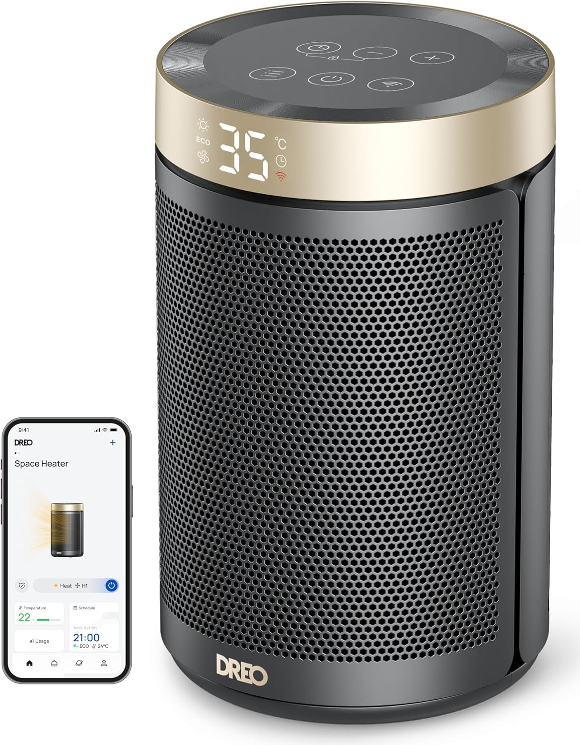 Smart 1500W Tower Heater – WiFi, Alexa, Silent, Timer & Thermostat