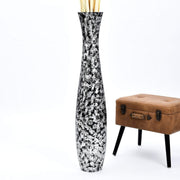 Tall Silver Black Floor Vase 105cm Wooden Decor for Pampas Grass Display