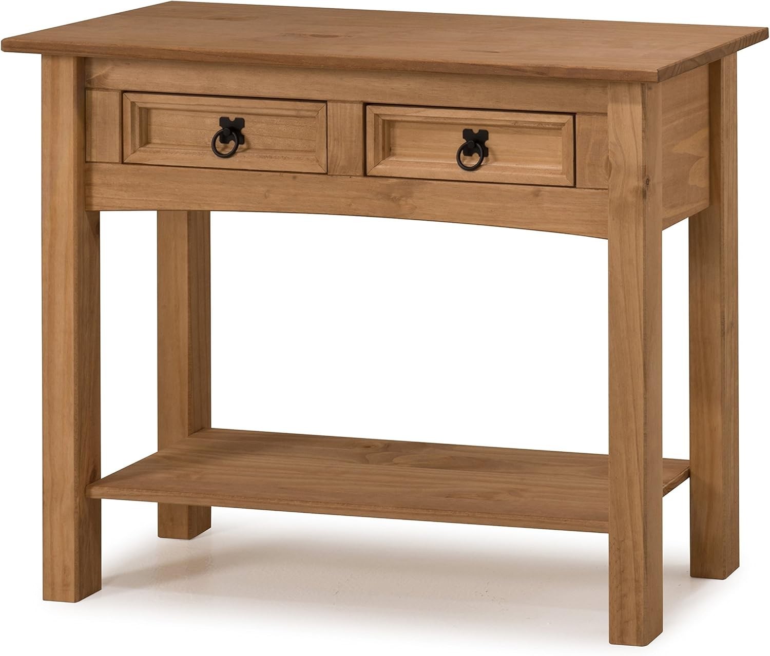 Rustic Pine Console Table with 2 Drawers – Storage for Hallway or Living Room