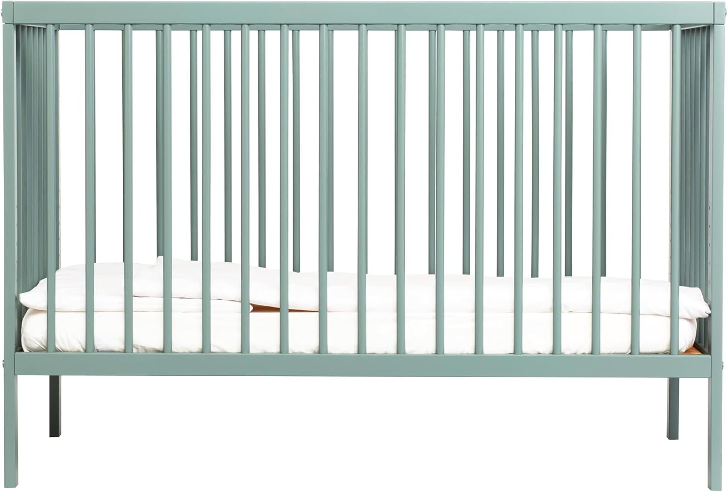 Space Saving Wooden Baby Cot Bed Adjustable Height Toddler Bed Stone Teal