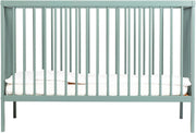 Space Saving Wooden Baby Cot Bed Adjustable Height Toddler Bed Stone Teal