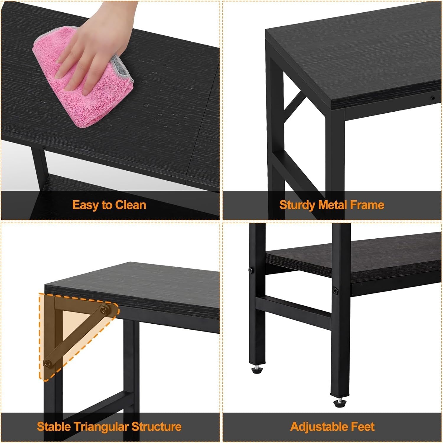 Slim 2-Tier Console Table with Storage Shelf & Support Bars for Hallway