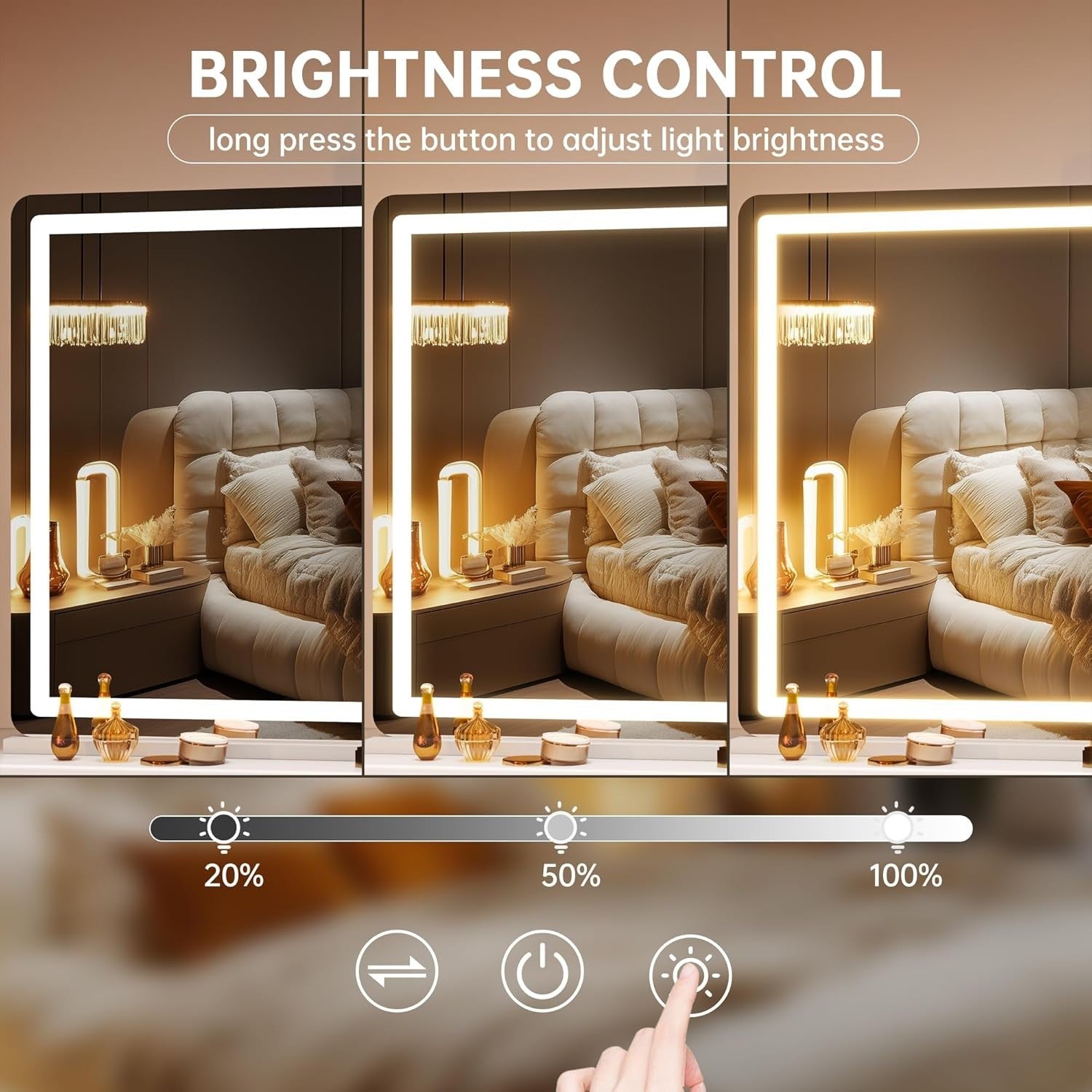 LED Vanity Mirror 140x90cm Lighted Makeup Touch Control Dimmable