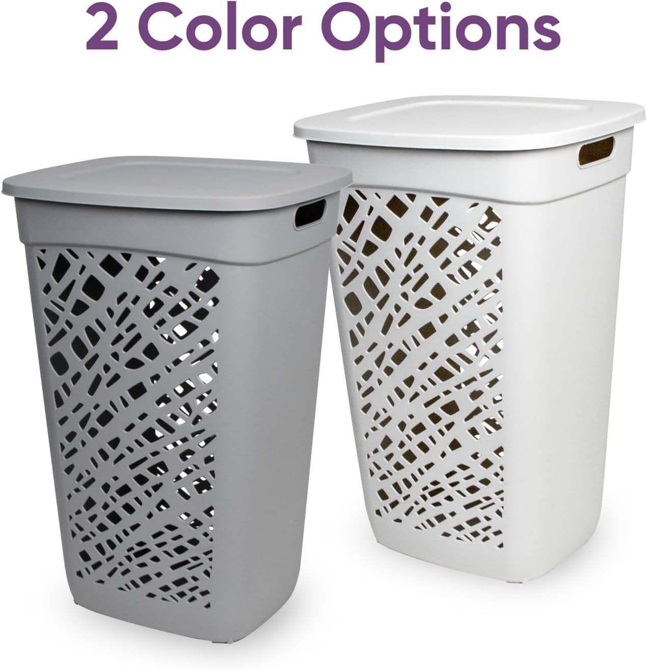 60L Dark Grey Laundry Hamper with Ventilated Mosaic Design & Lid