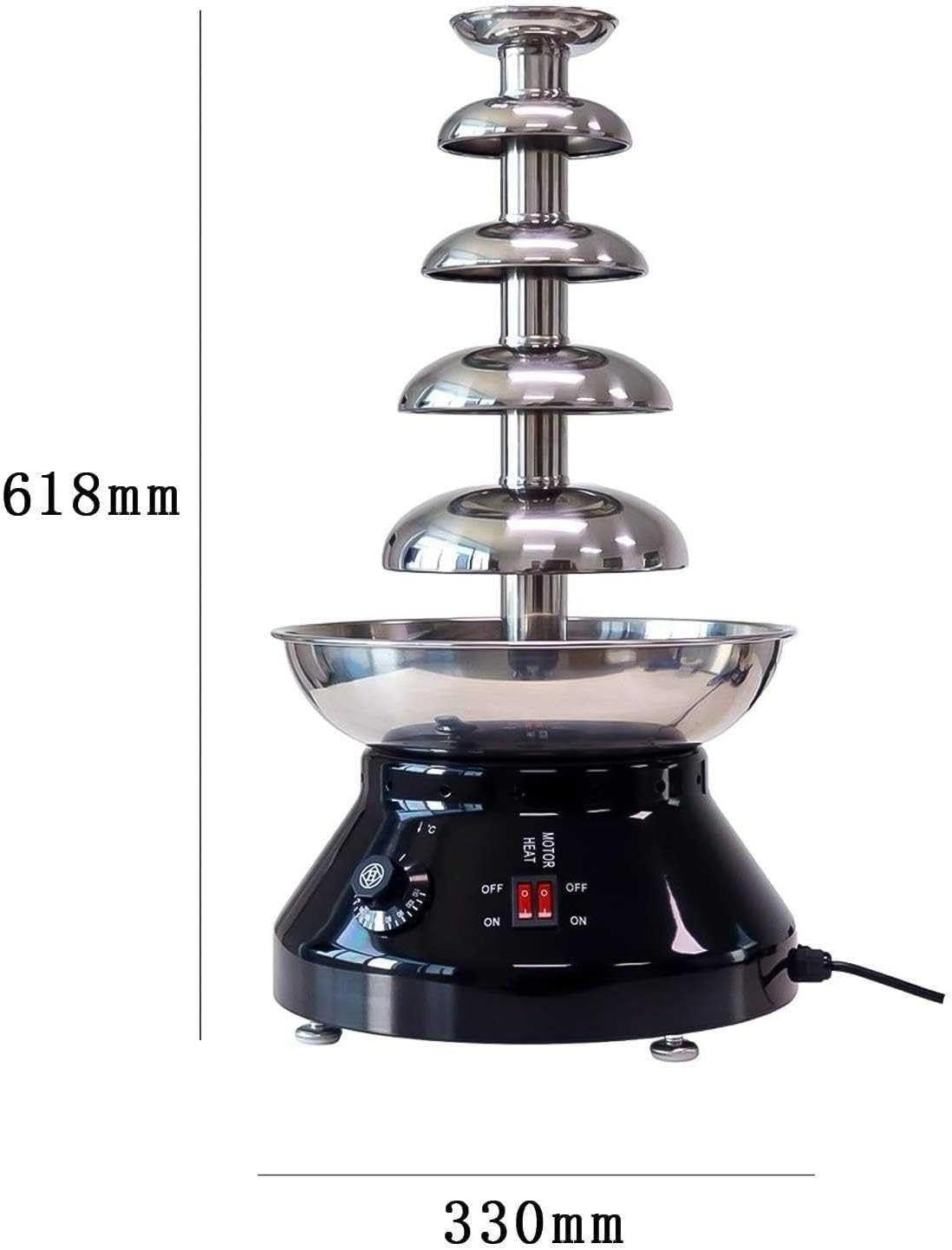 5 Tier Chocolate Fountain Machine 3L Stainless Steel Fondue Black