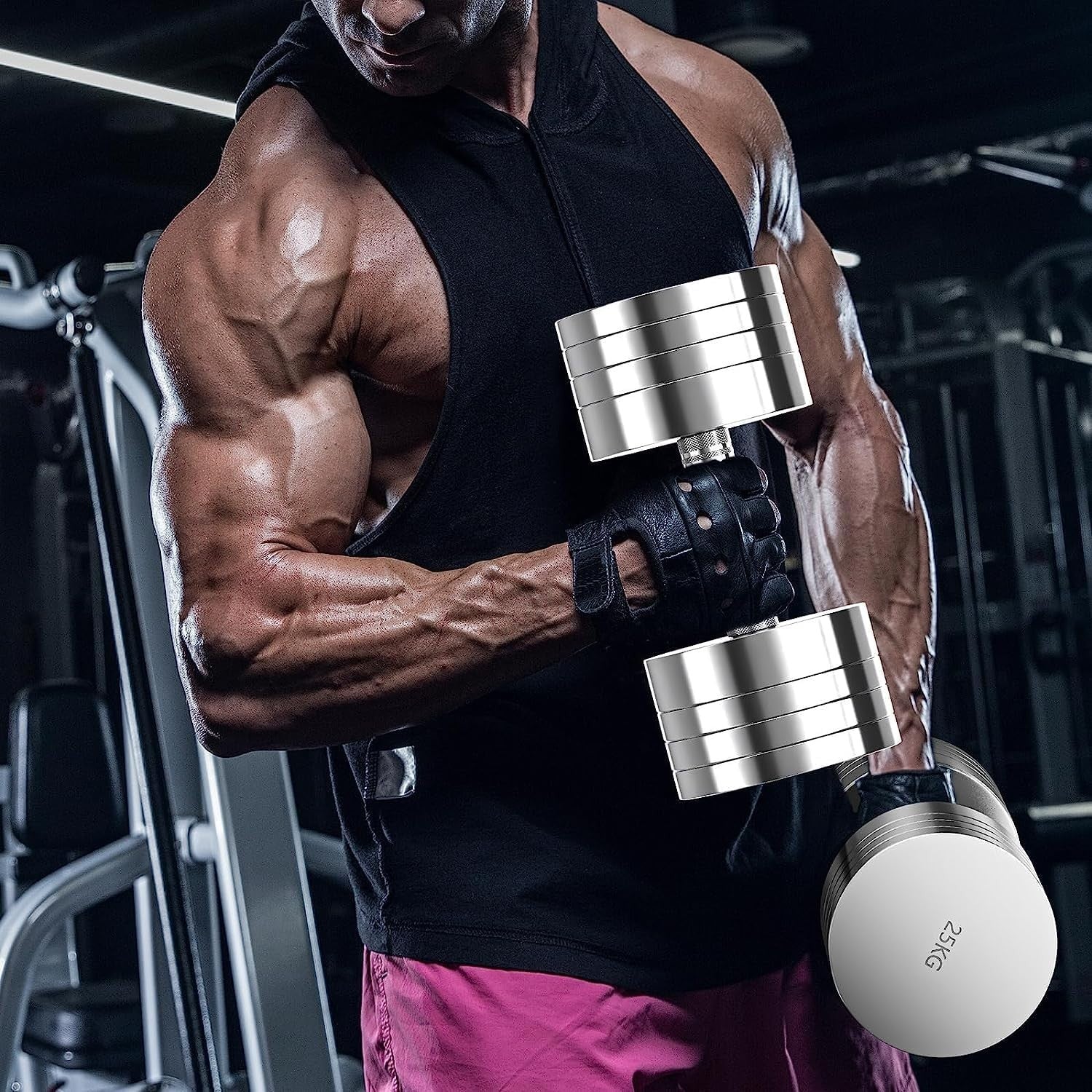 Adjustable Steel Dumbbell 25KG Single Compact Foam Grip Home Gym