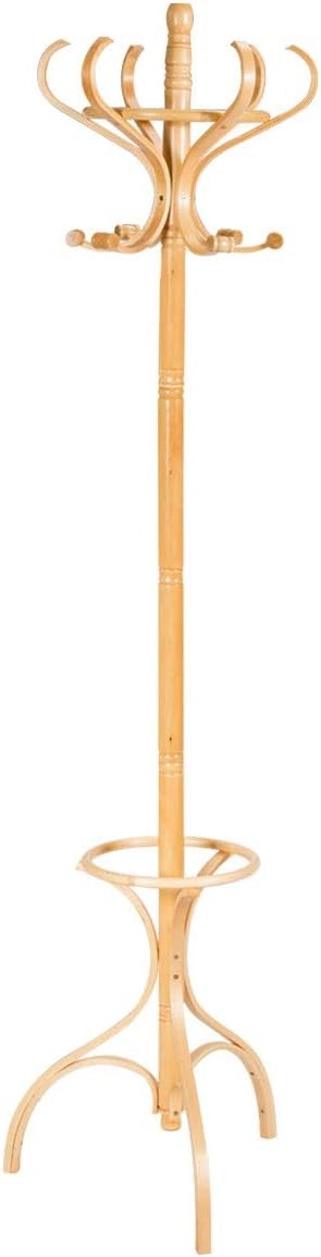 360° Rotating Oak Wooden Coat Rack Stand 12 Hooks Freestanding Hall Tree