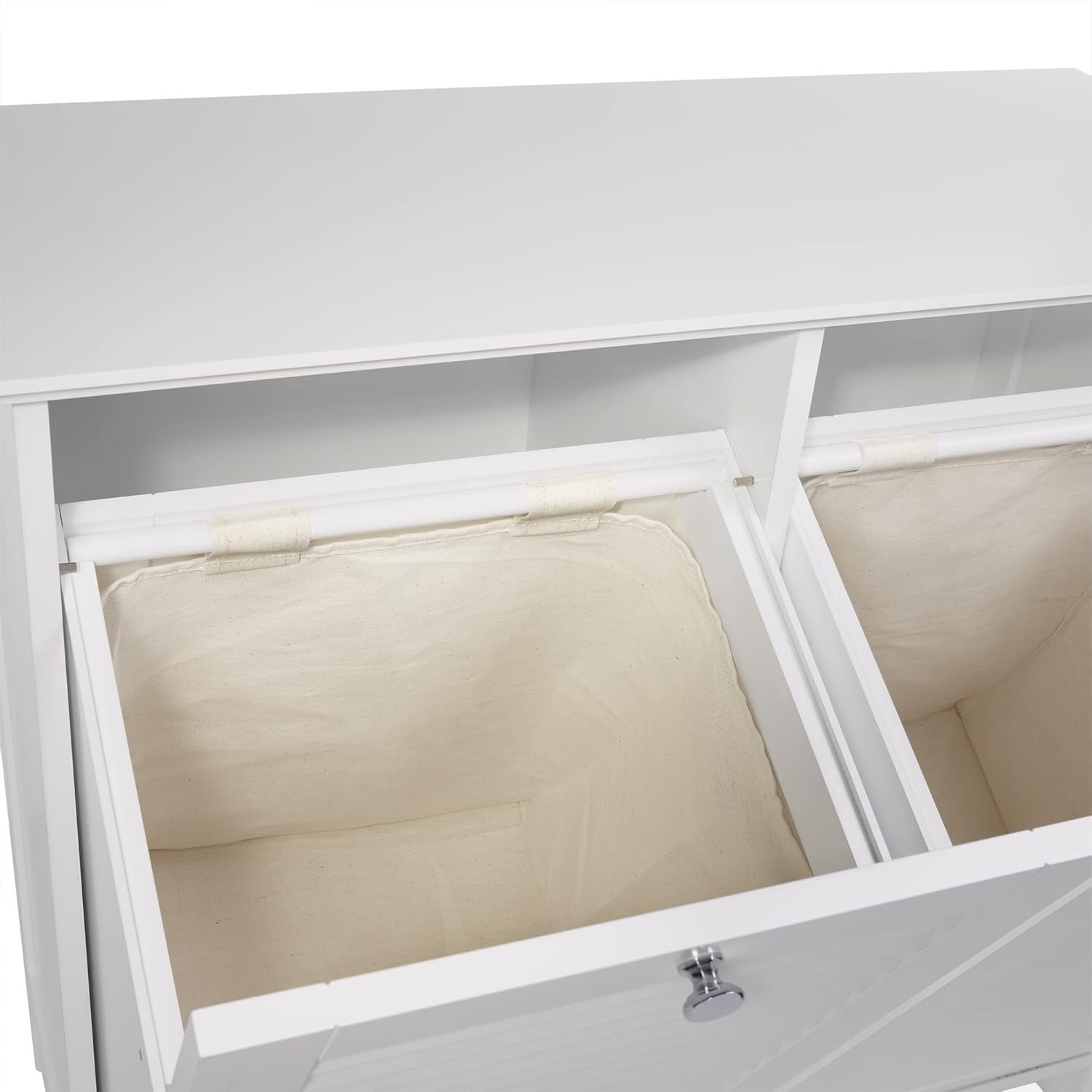 Double Tilt Out Laundry Hamper Cabinet Storage Unit with Removable Bags
