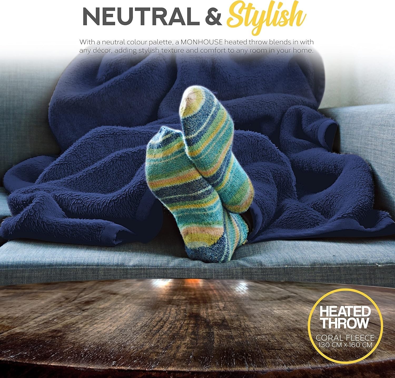 Electric Heated Throw Blanket 130x160cm 9 Heat Levels Timer Washable