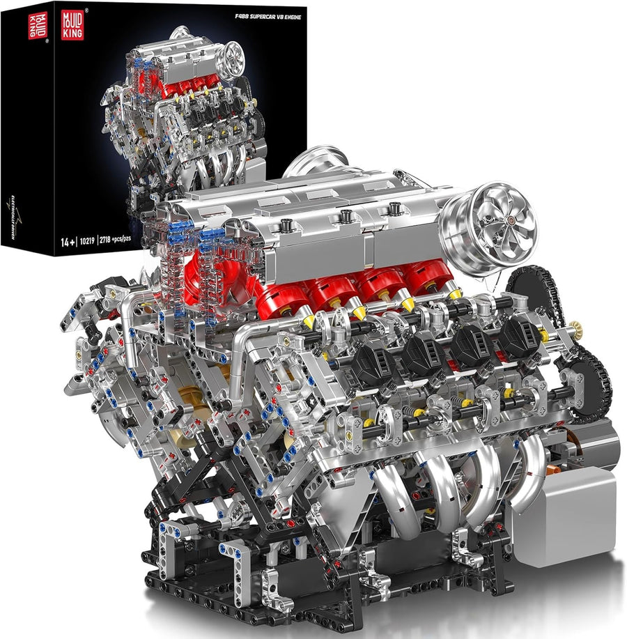 V8 Engine Model Kit Twin Turbo Motor Build Set with Battery STEM Toy