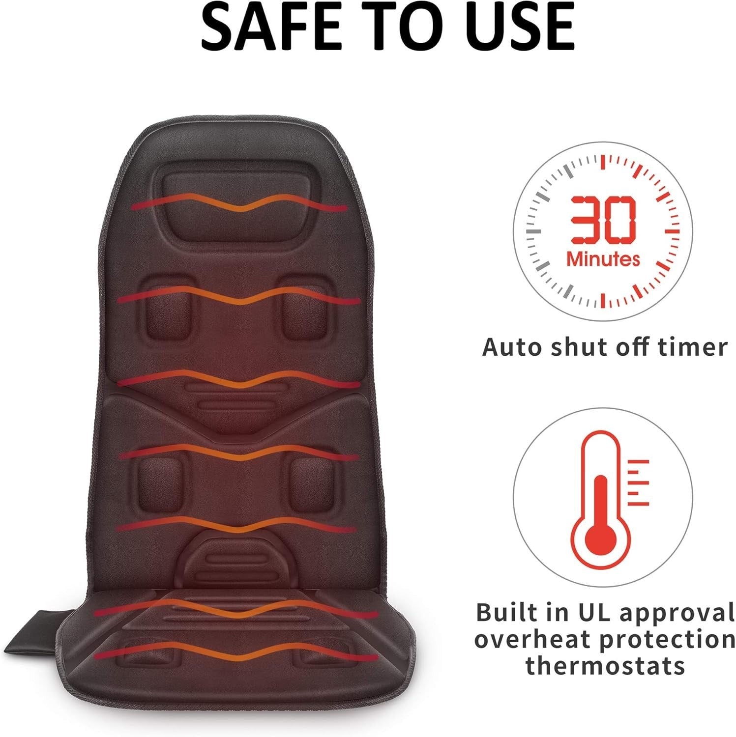 Vibration Back Massager Seat Pad Heat 10-Motor Chair Cushion for Back Pain