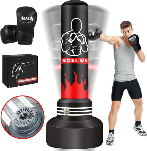 180cm Inflatable Standing Punch Bag Built-In Pump MMA Kickboxing Set