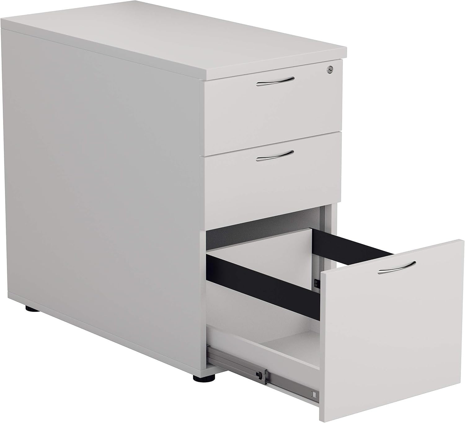 White 3 Drawer Lockable Pedestal Cabinet 40.4x80x73cm
