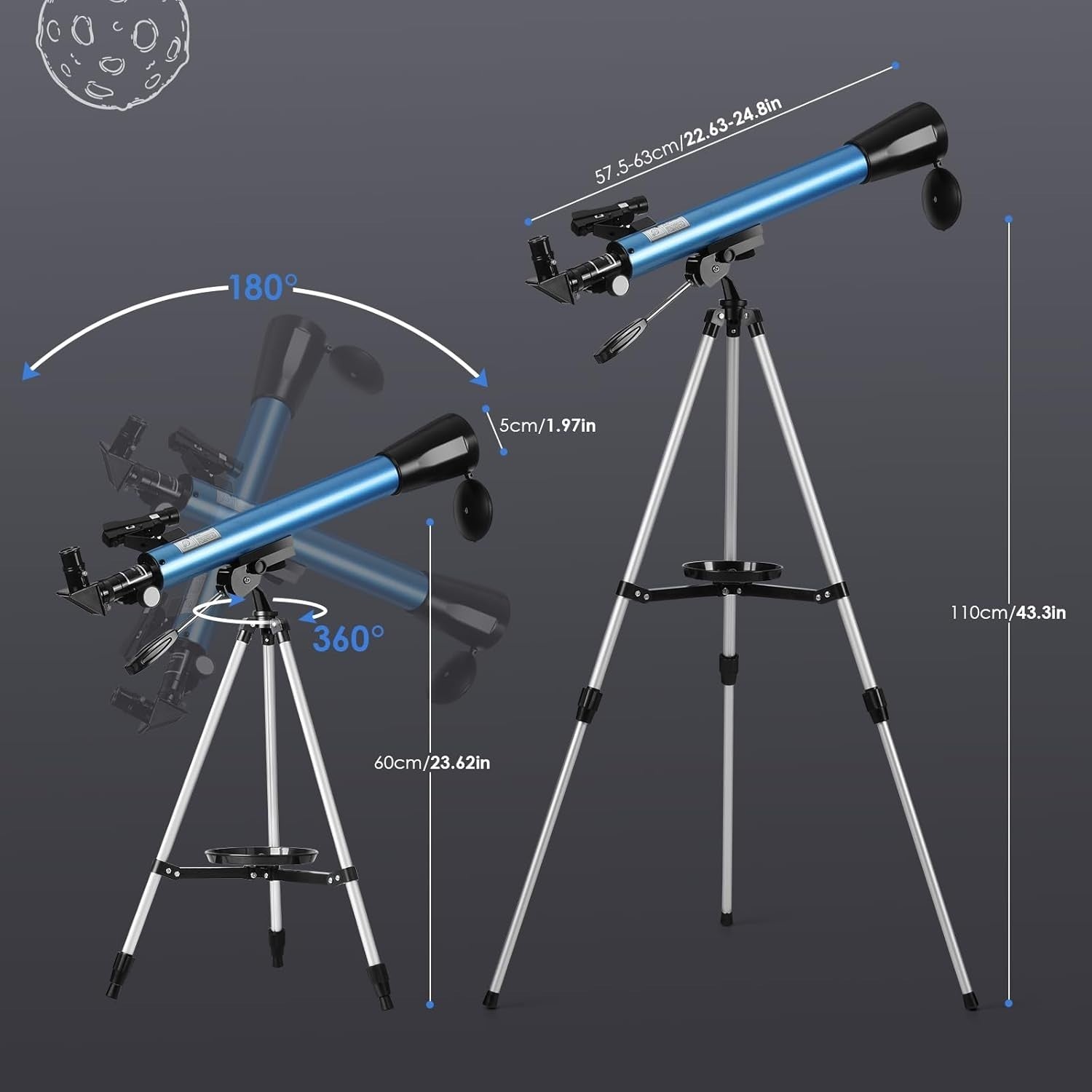 Telescope for Kids Beginners 50mm Aperture Multi-Coated Red Dot Finder