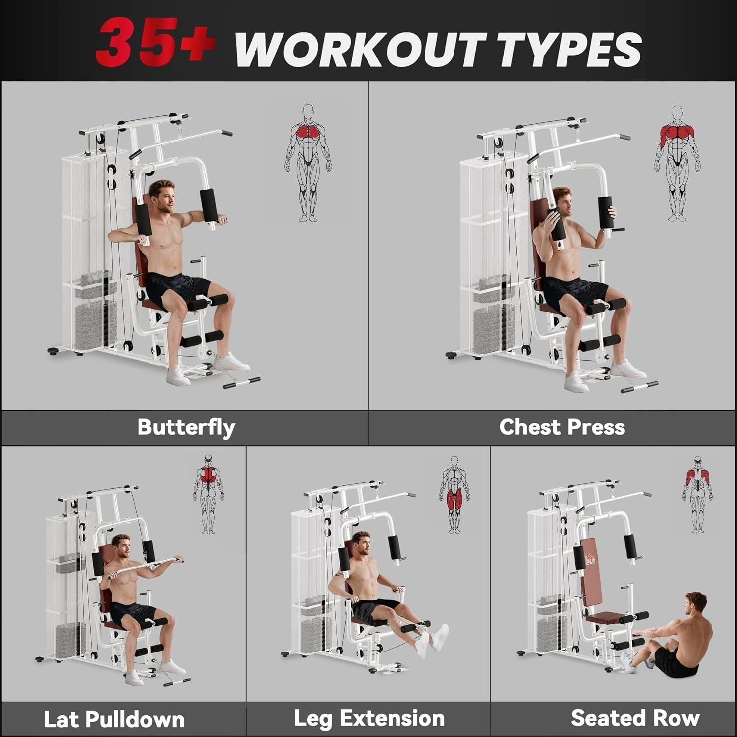 Multi Gym Home Workout Station 150x110x210cm – Chest, Leg & Arm Trainer