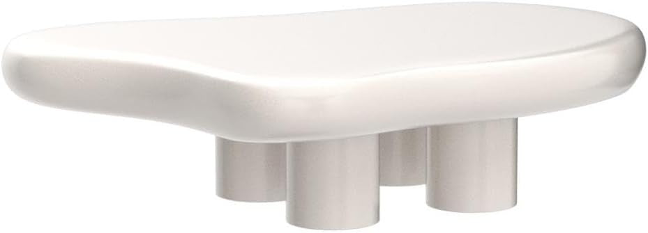 White Cloud Coffee Table Rounded Edges Durable MDF 117x72x40cm Modern