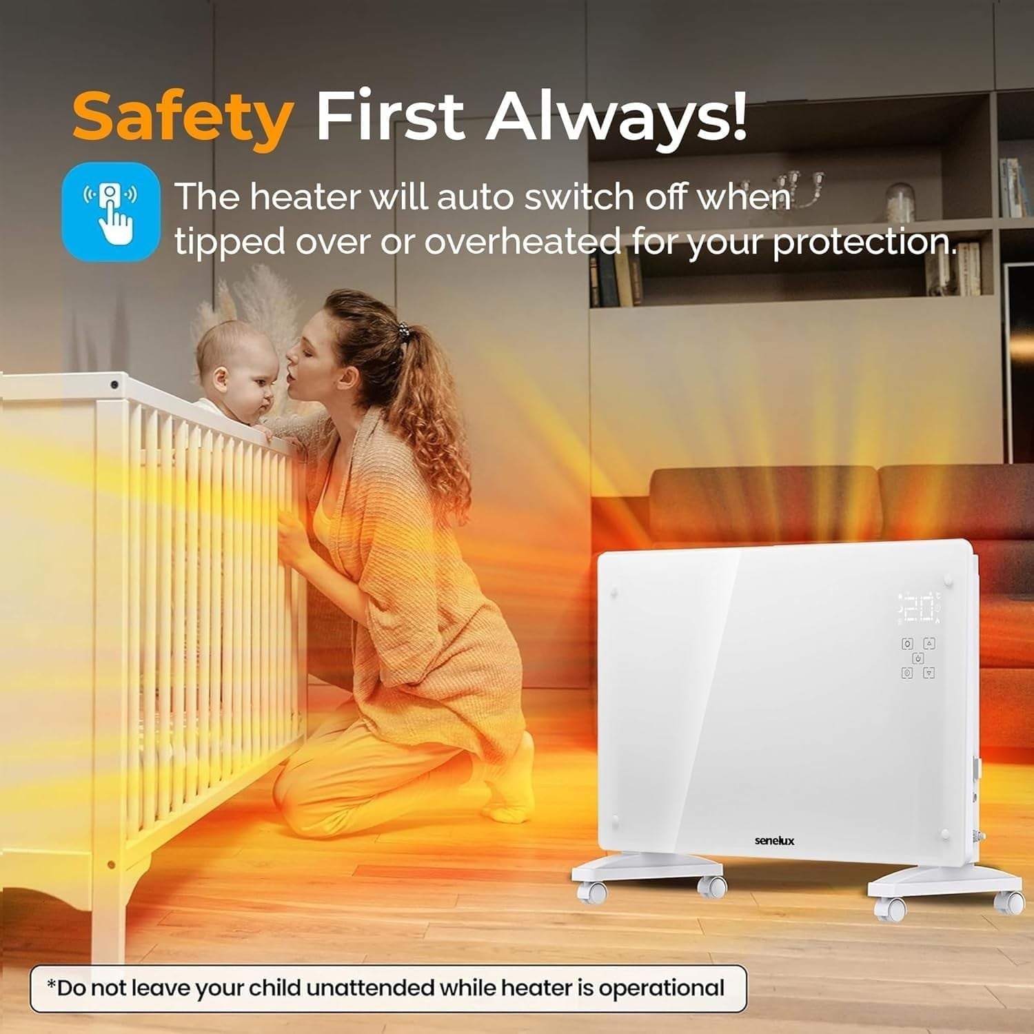 2000W WiFi Electric Glass Panel Heater Smart Thermostat Remote Control