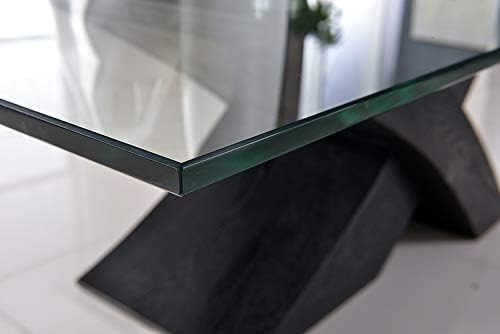 Modern Glass & Black Wood Coffee Table 135x80cm X-Base Stylish Living Room