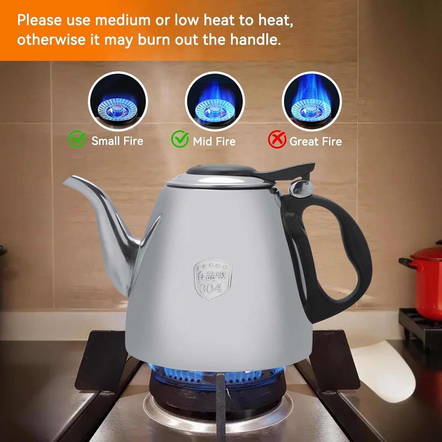 1.5L Stainless Steel Teapot with Infuser Stovetop Tea Kettle Silver