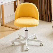 Cute Teddy Fleece Swivel Desk Chair – Adjustable Comfy Small Office Chair Yellow