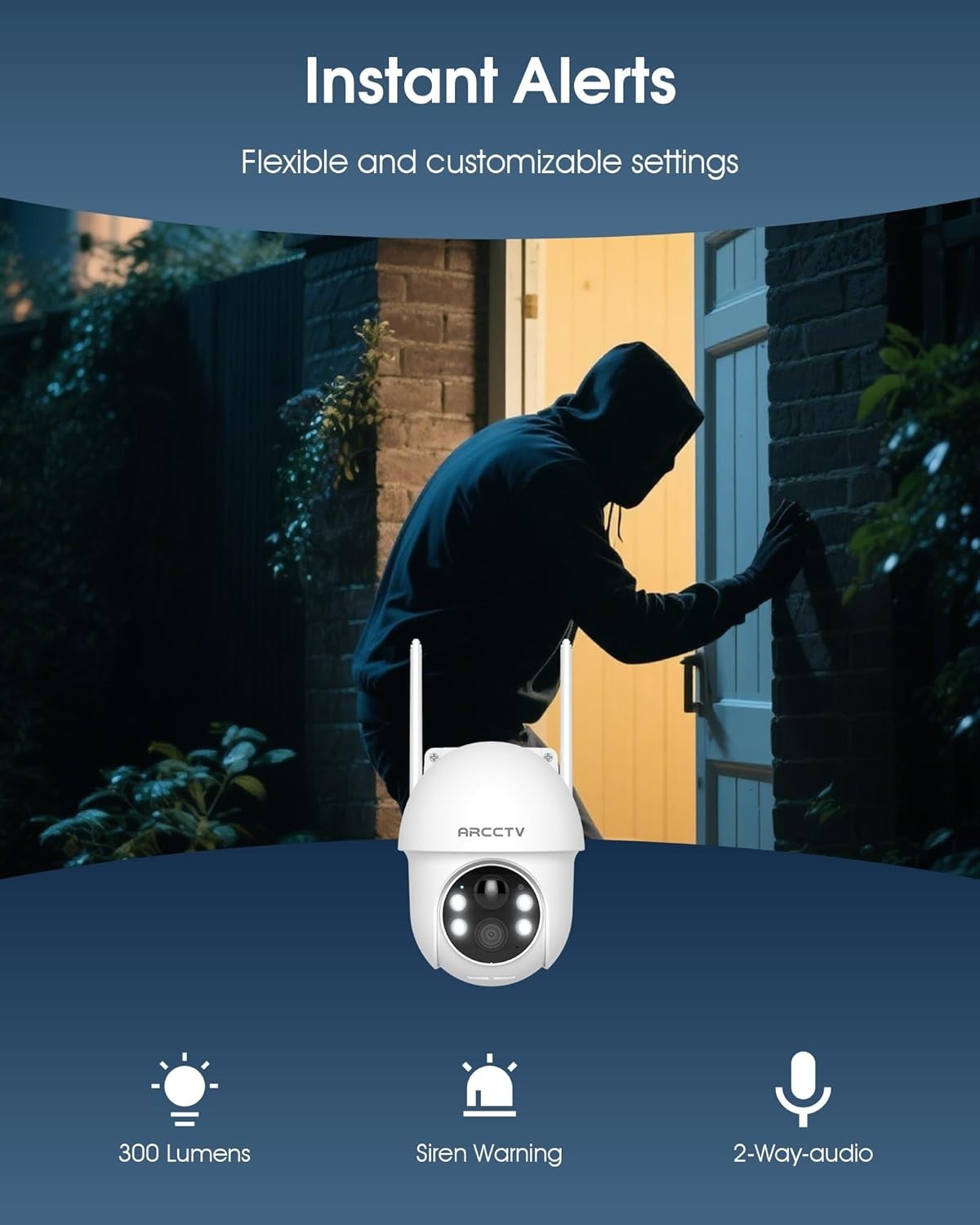 Solar CCTV Camera Wireless Outdoor 4MP Dual Band WiFi PIR Detection