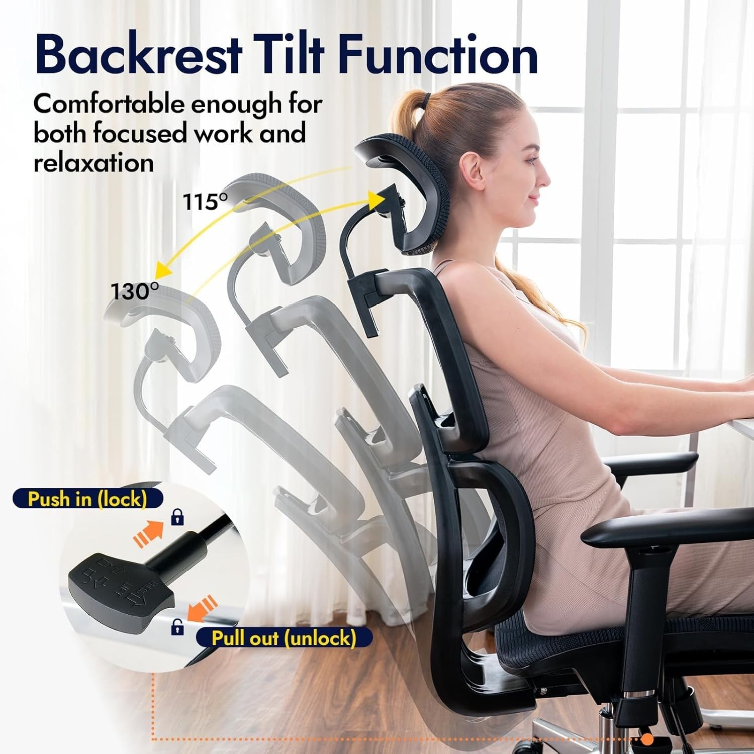 Ergonomic Office Chair Mesh Back Reclining Desk Chair Lumbar Support Big & Tall