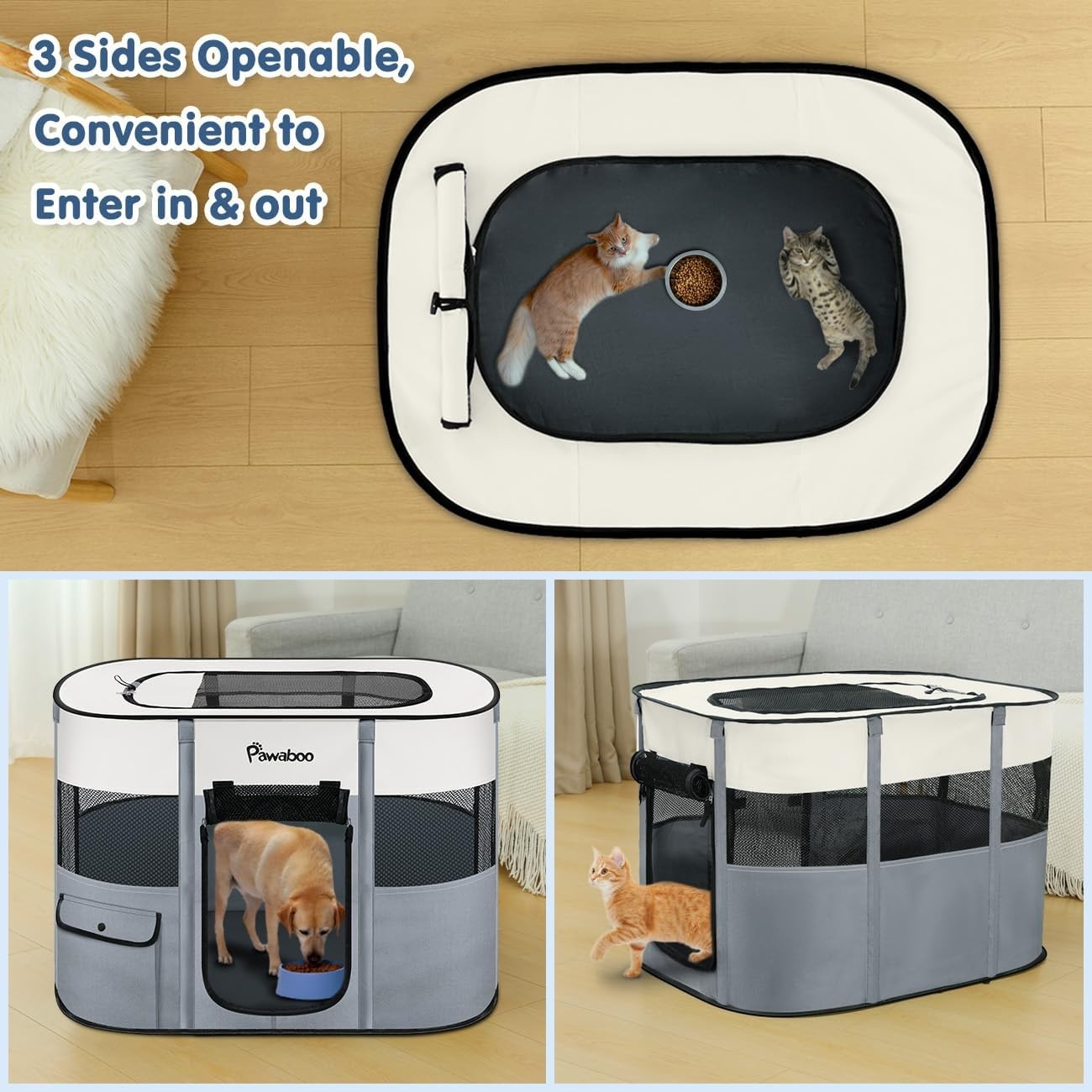 Foldable Portable Pet Playpen 90x70x60cm Waterproof Indoor Outdoor Cage