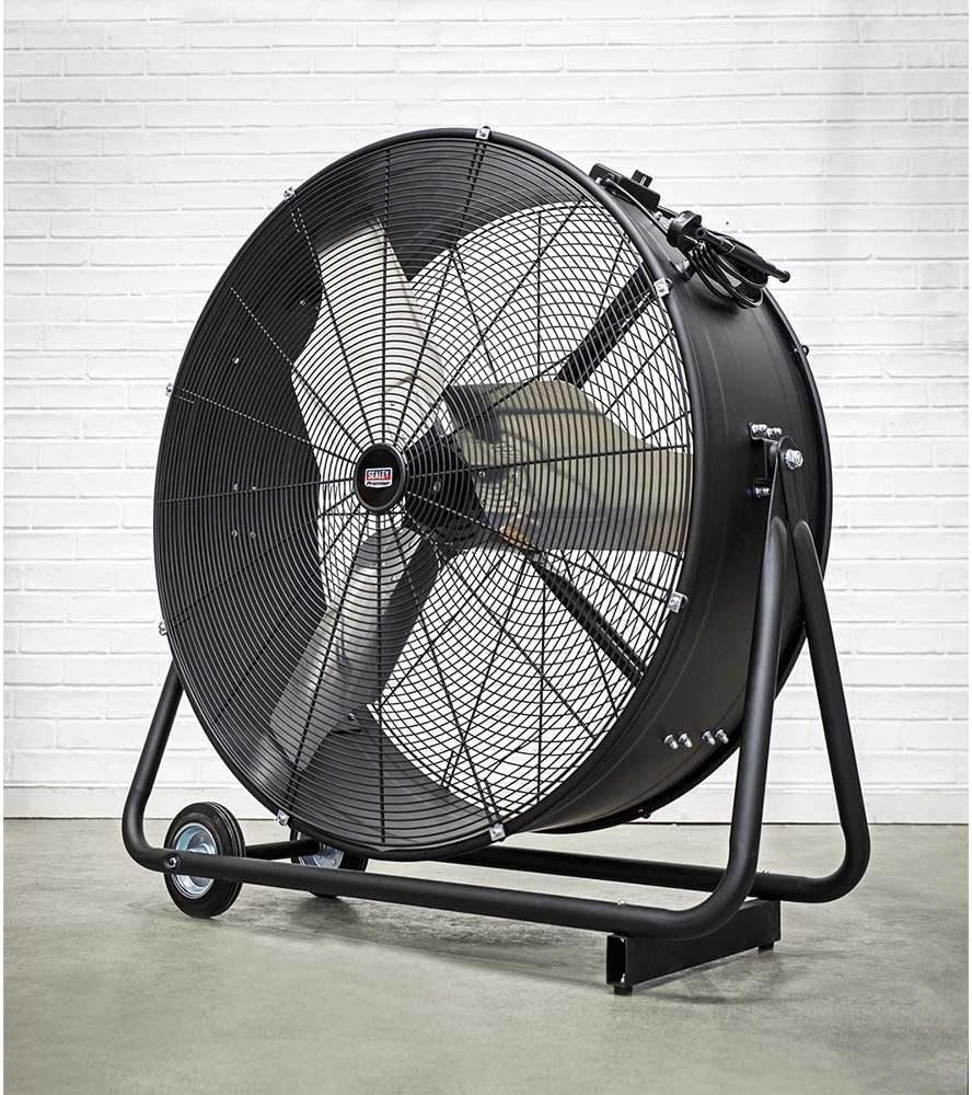 36-Inch Industrial Drum Fan – 230V High Velocity 410W Floor Air Circulation