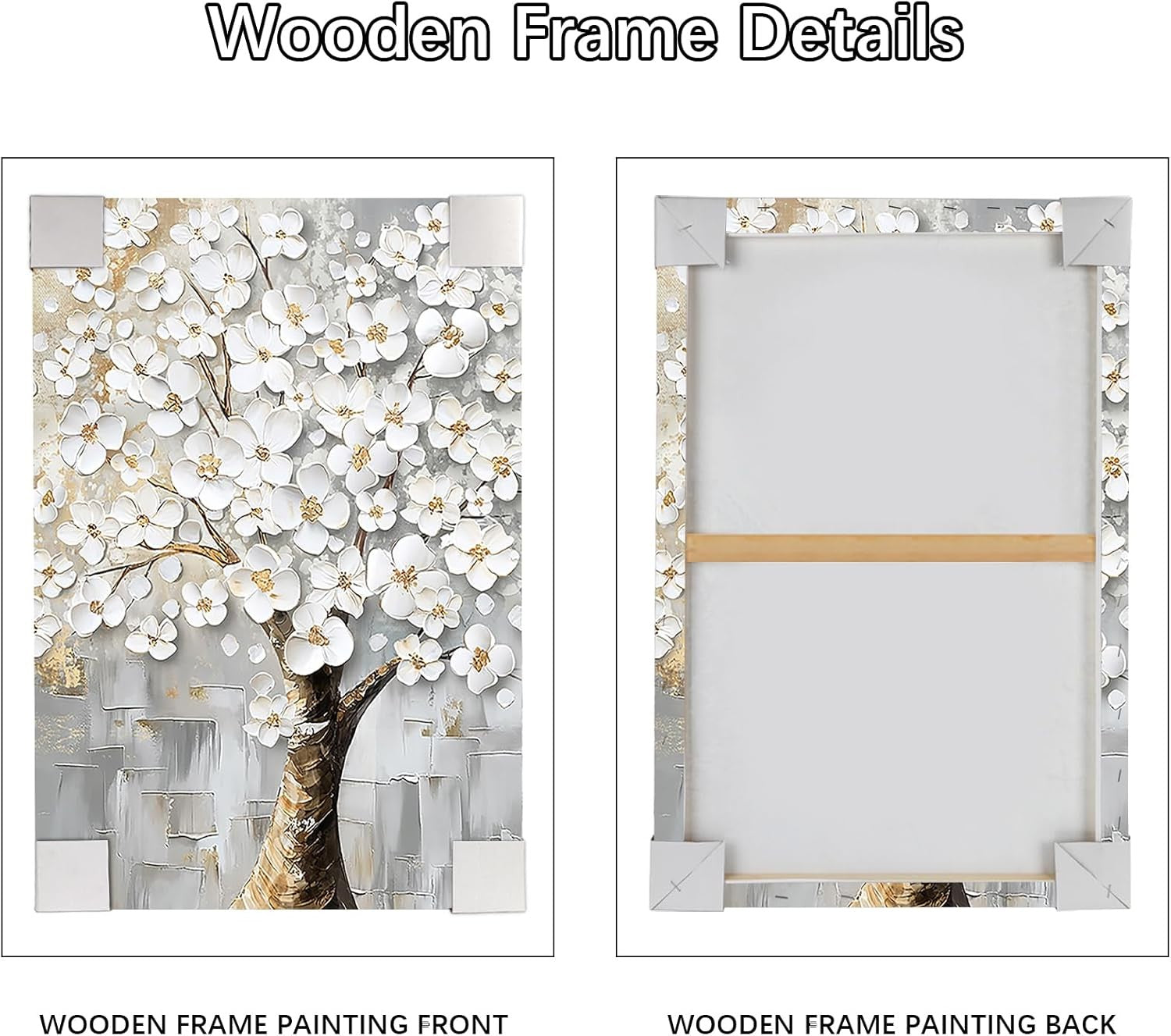 White Floral Tree Canvas Wall Art Framed 40x60cm