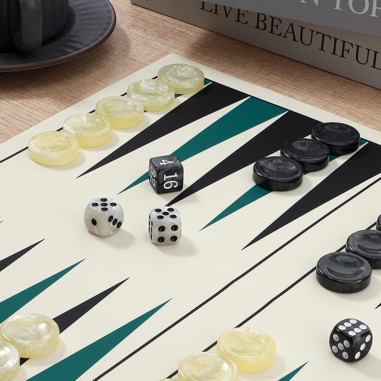 Silicone Backgammon Set Foldable Travel Board Game Bag 2 Players