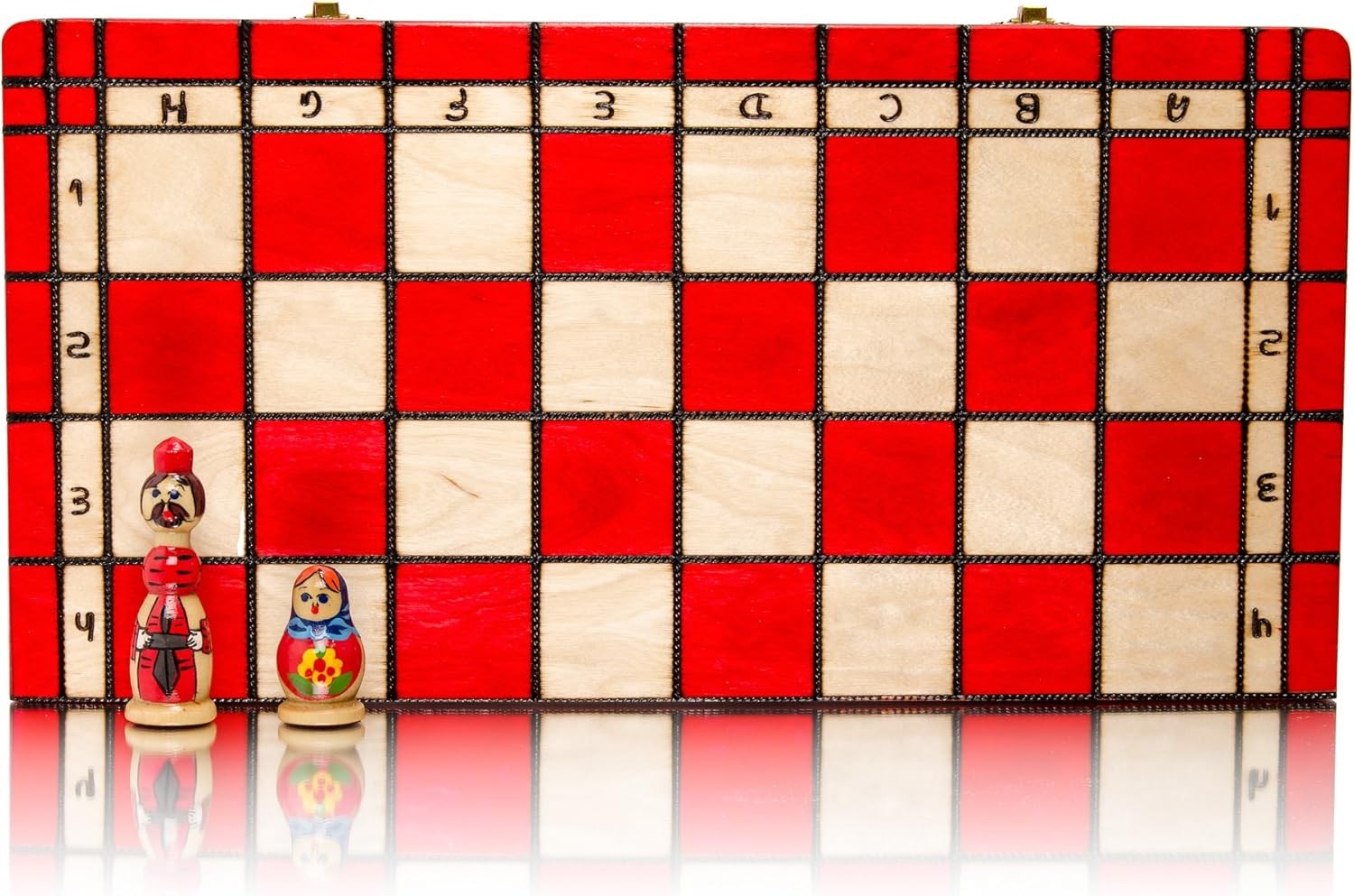Hand-Painted Wooden Chess Set 42cm Foldable Board Matryoshka Luxury Gift