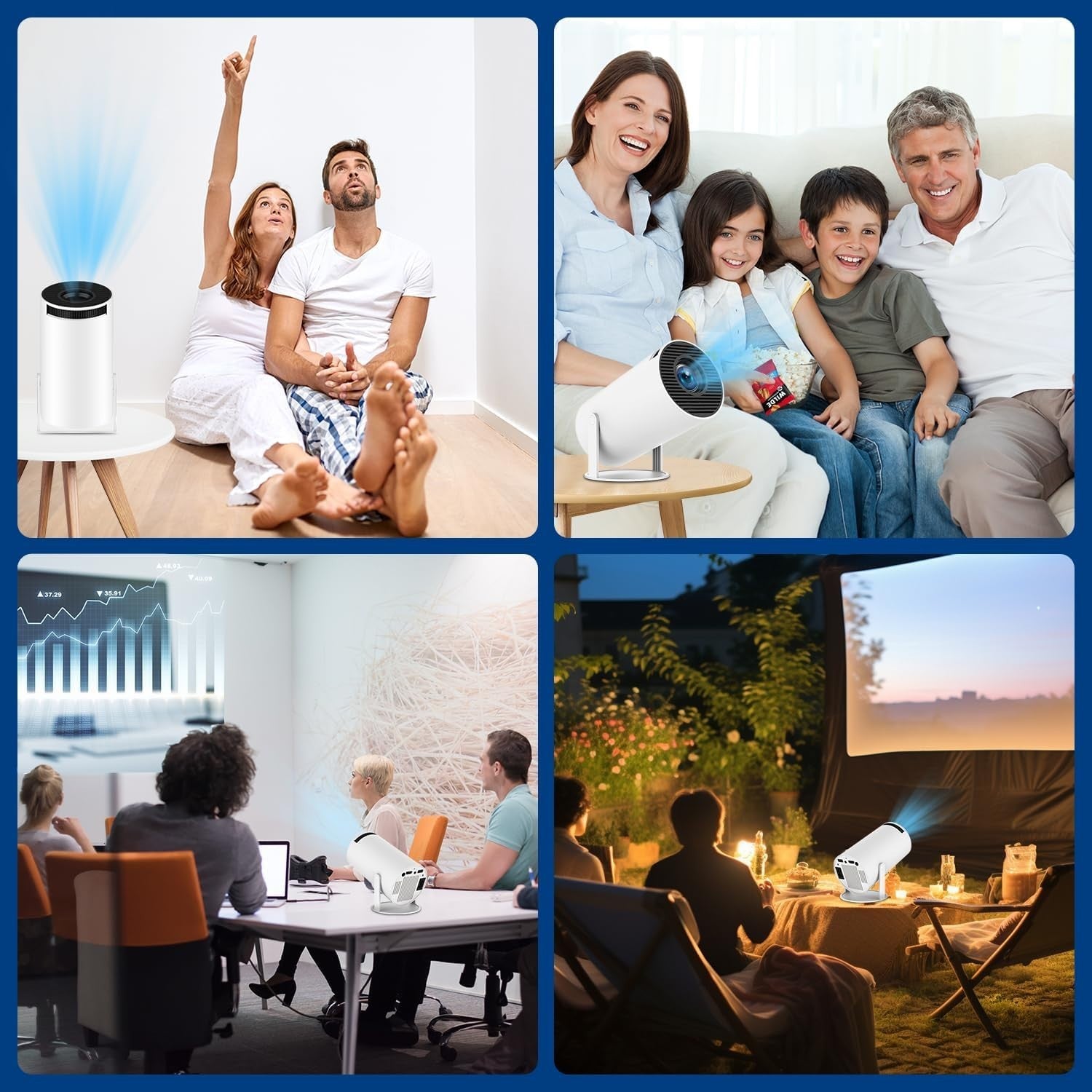 Android 13 Mini Projector WiFi 6 Bluetooth 4K Support Auto Keystone 130"
